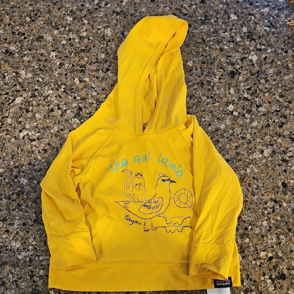 Patagonia Yellow Kids Hoodie with Animal Graphics